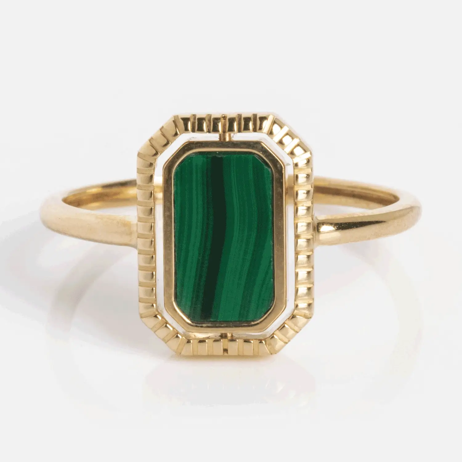 10k Gallery Frames Enamel and Malachite Reversible Ring