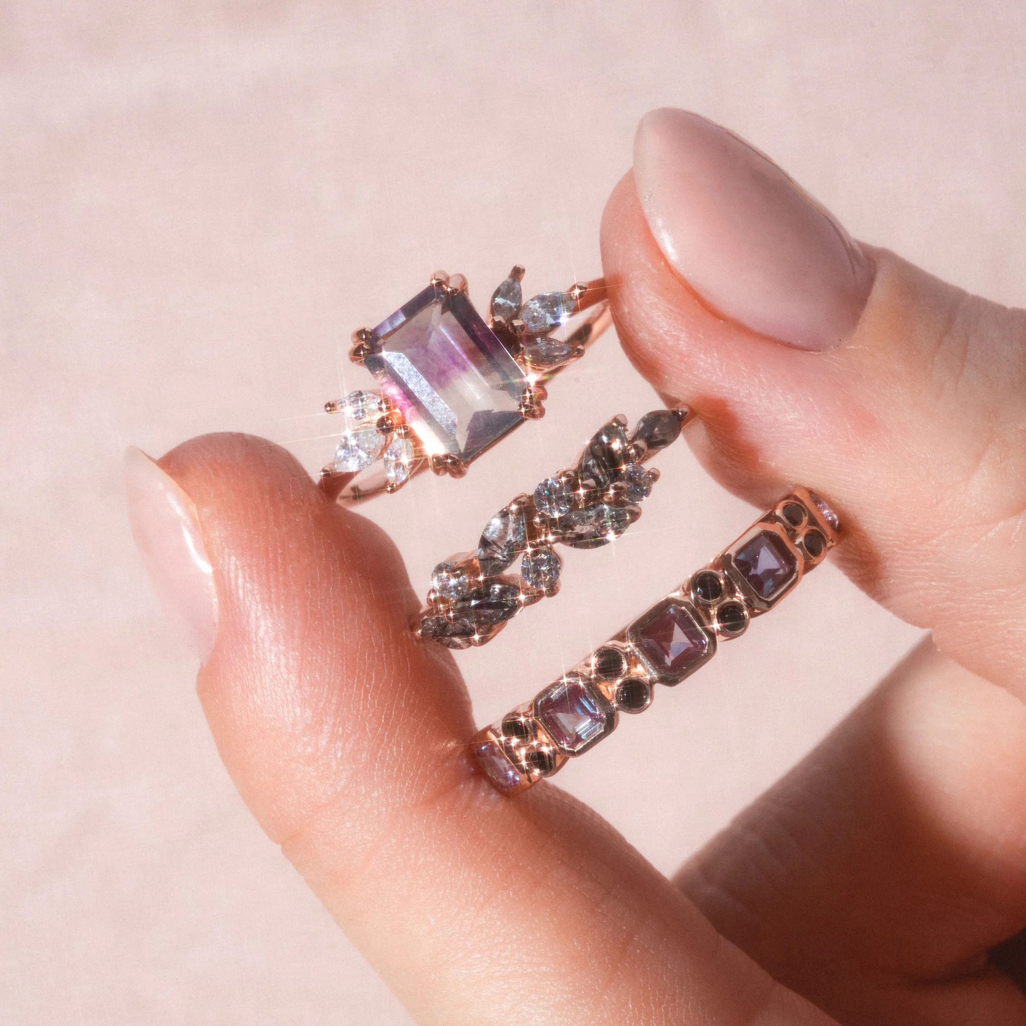 Rose Gold Fluorite Topaz Hazy Dream Ring - Image 6