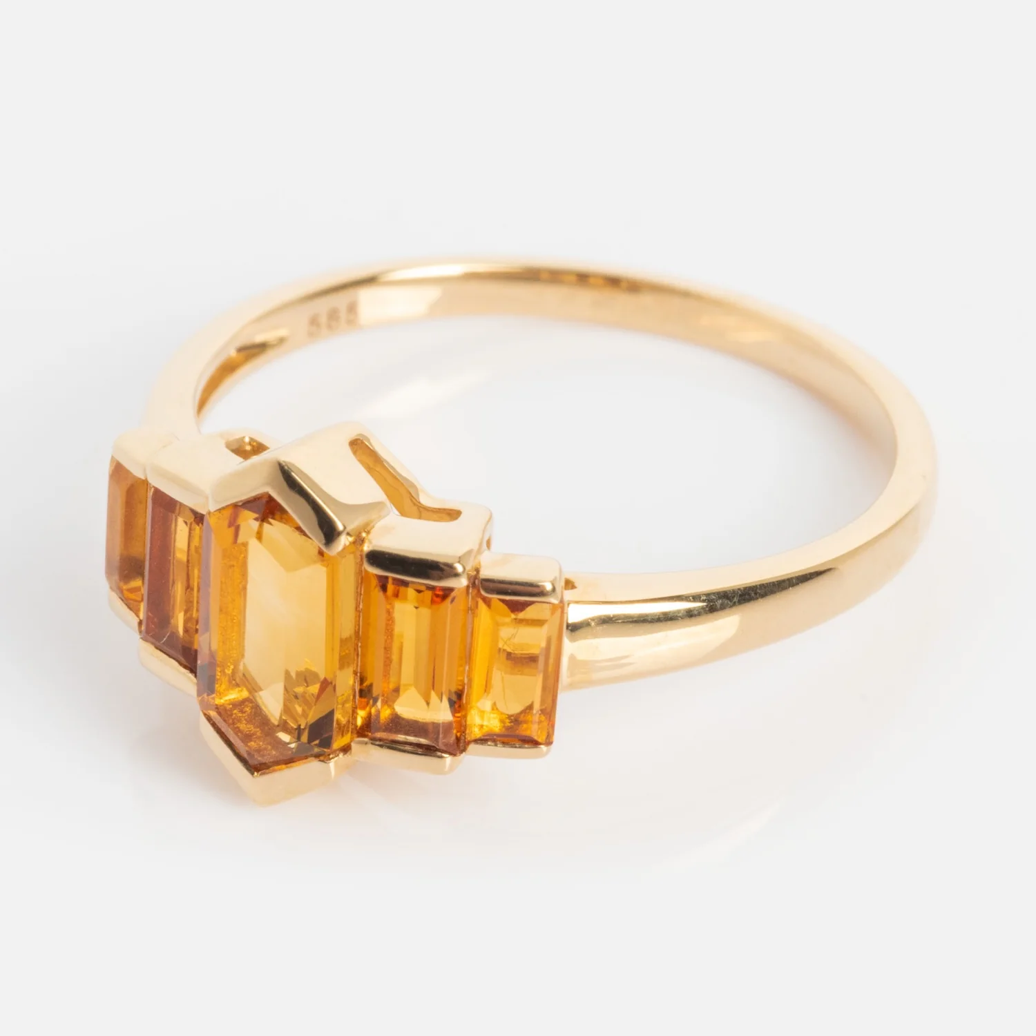 14k Graduated Citrine Deco Ring - Image 6