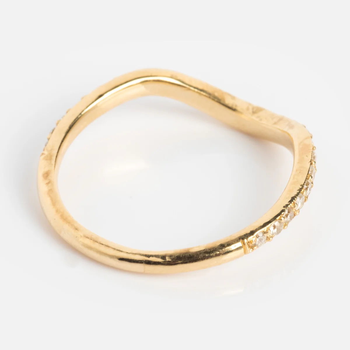 14k Low Tide Curved Band with Diamonds - Image 11