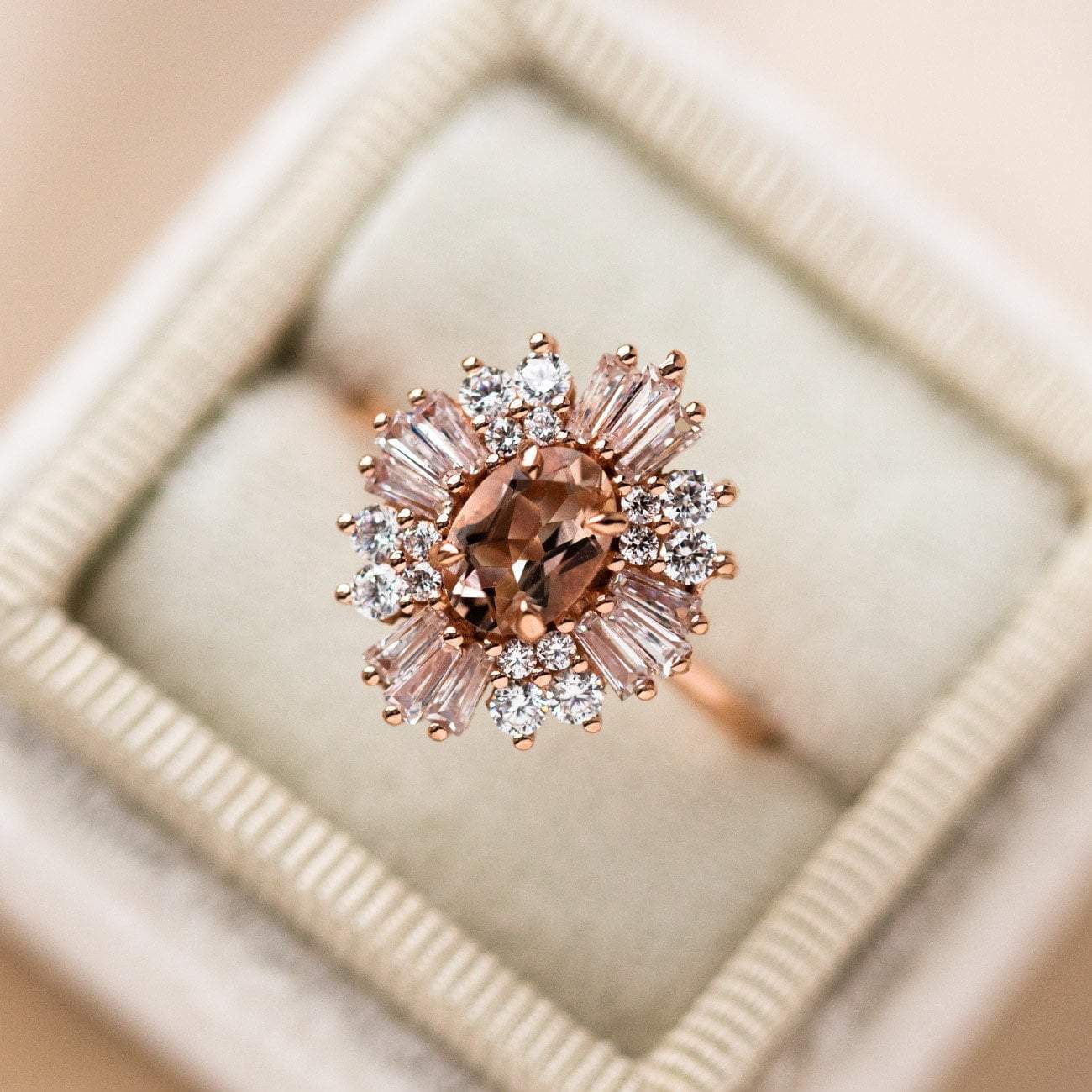 14K Rose Gold Victoria Vintage Cluster Ring - Image 4
