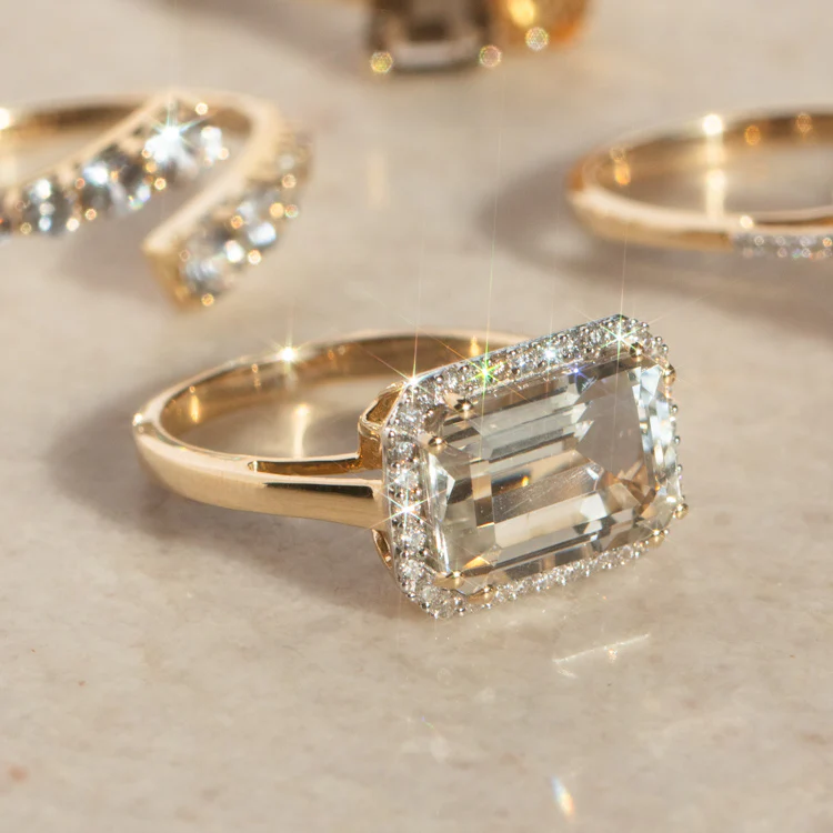 14k Solid Gold Diamond East West Baguette Ring - Image 10