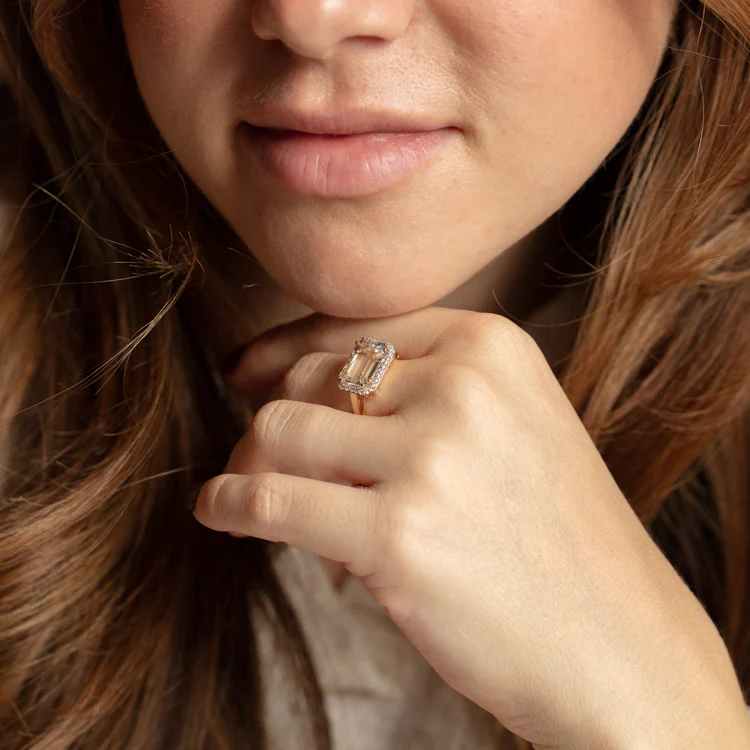 14k Solid Gold Diamond East West Baguette Ring - Image 4