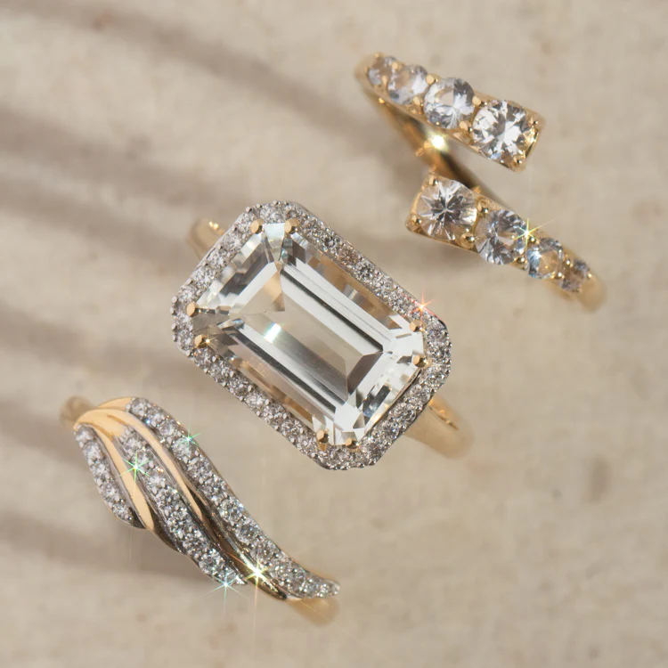 14k Solid Gold Diamond East West Baguette Ring - Image 8