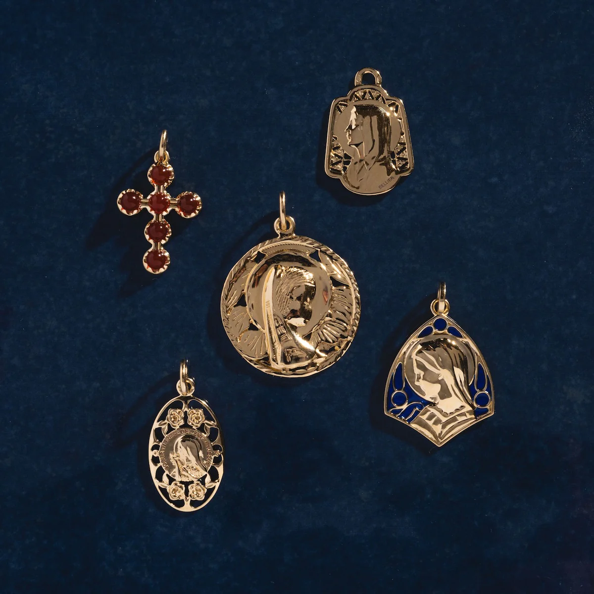 14k Vintage Revival Mother Mary Enamel Charm - Image 7