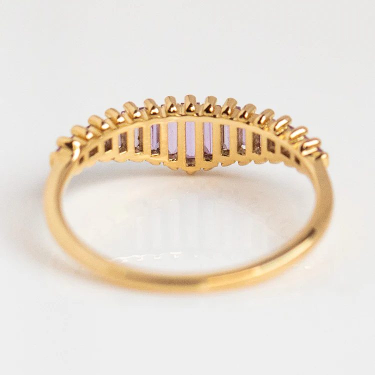 Baguette Cut Lilac Sapphire Ring - Image 5