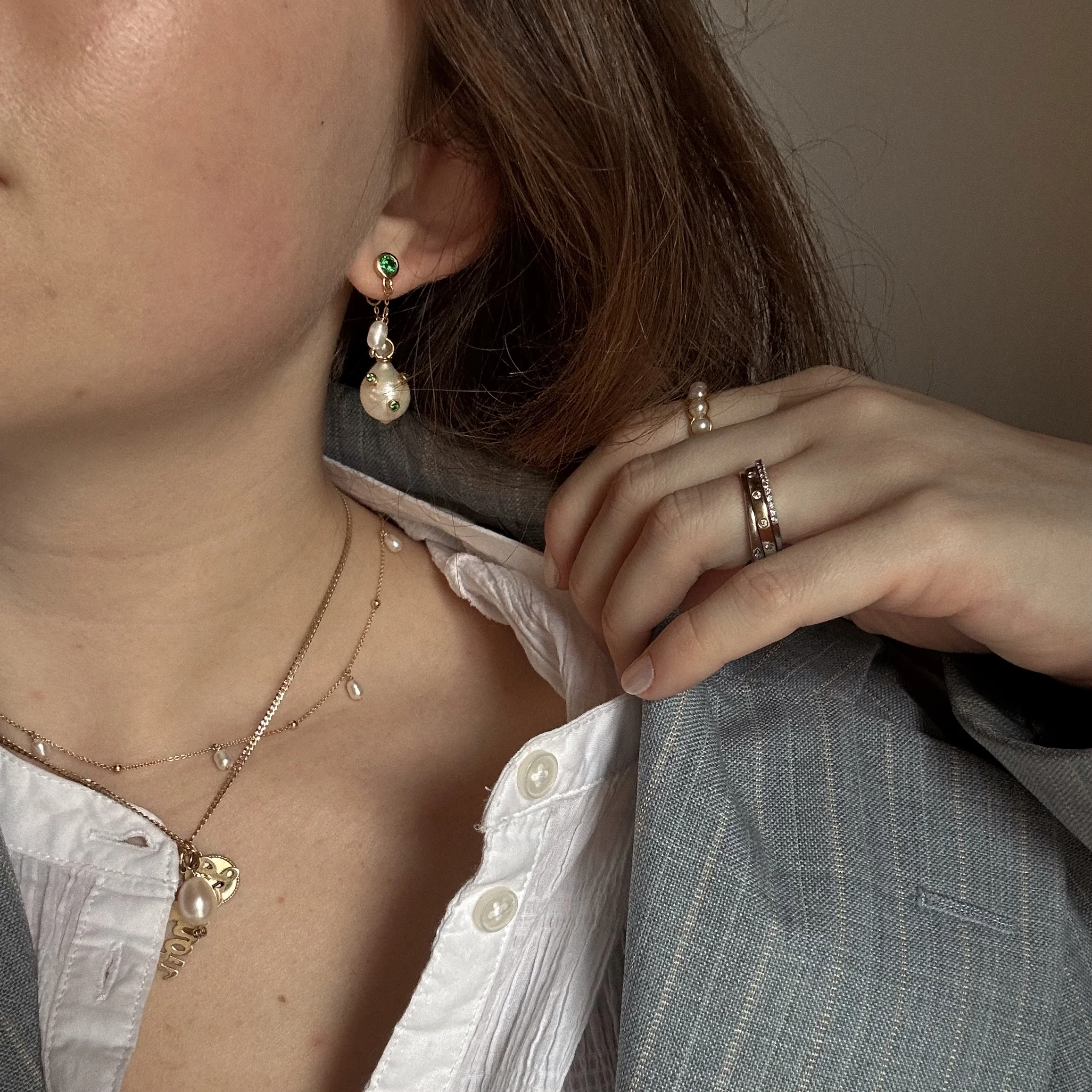 Baroque Pearl Droplet Earrings - Image 3