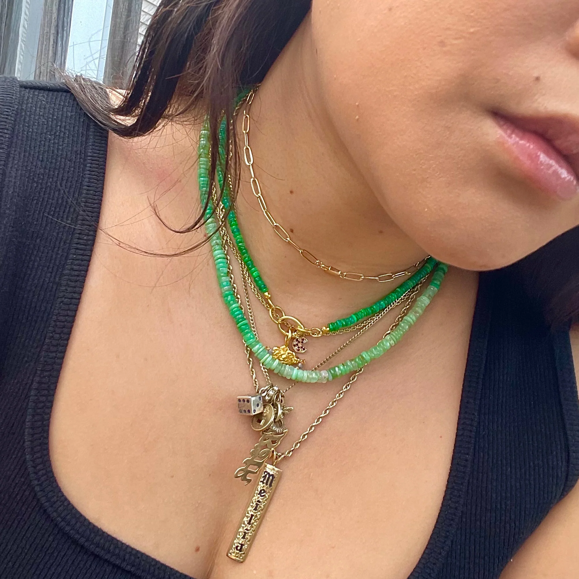 Beaded Gemstone Charm Holder Necklace - Image 12