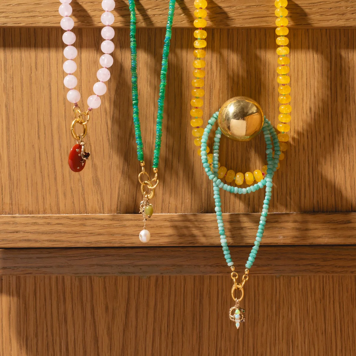 Beaded Gemstone Charm Holder Necklace - Image 18