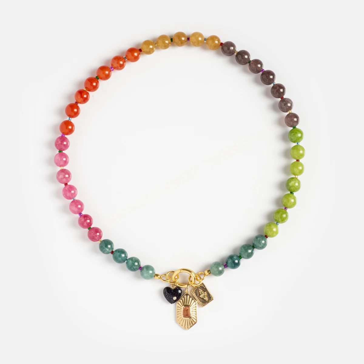 Beaded Gemstone Charm Holder Necklace - Image 19
