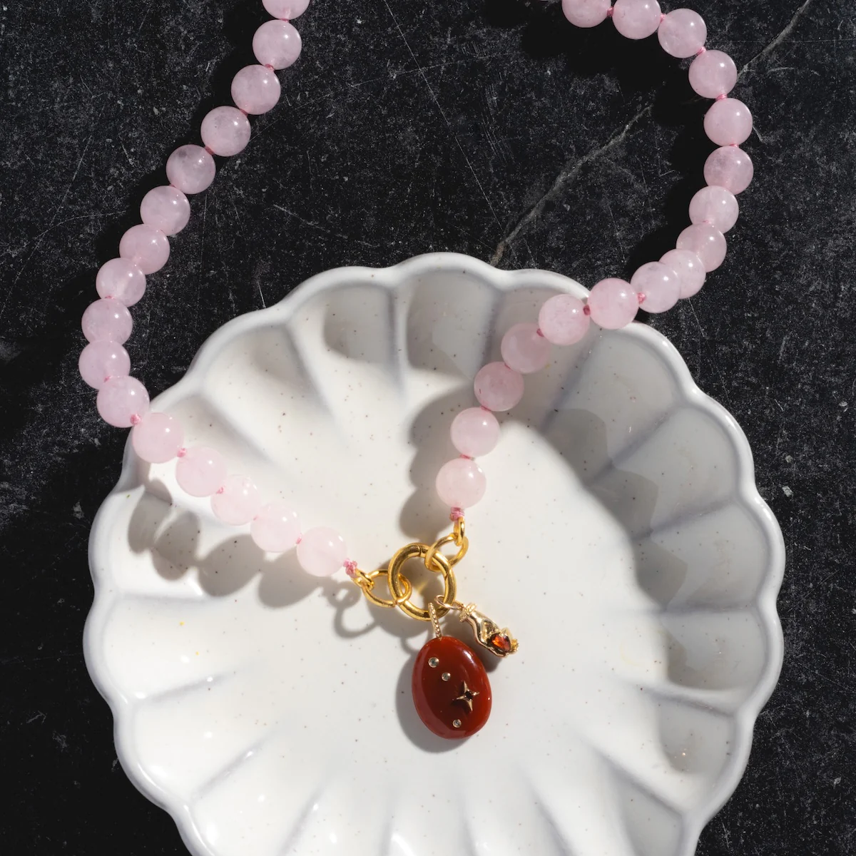 Beaded Gemstone Charm Holder Necklace - Image 8