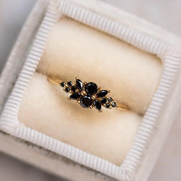 Black Diamond Flora Engagement Ring - Image 3
