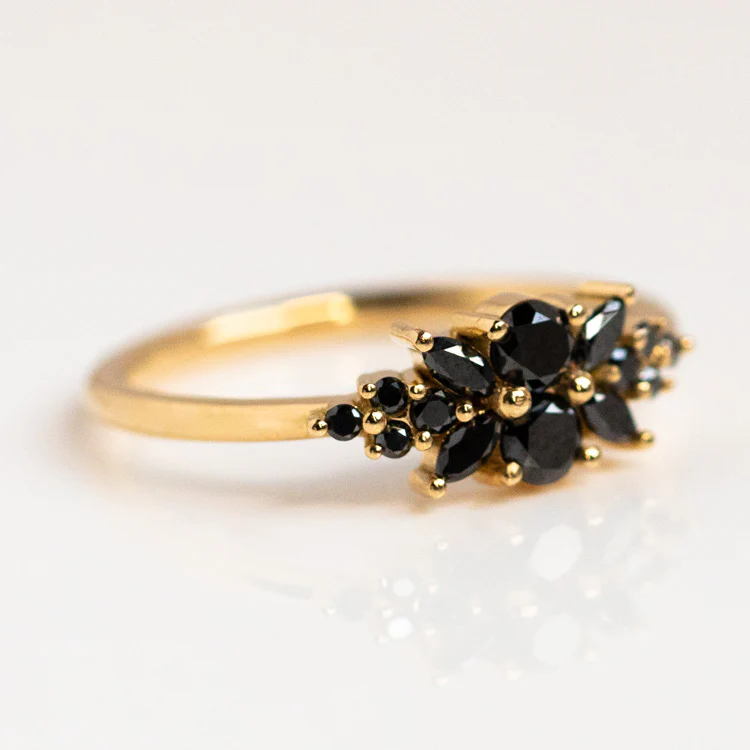 Black Diamond Flora Engagement Ring - Image 5