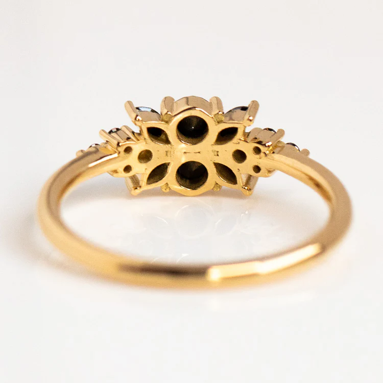 Black Diamond Flora Engagement Ring - Image 6