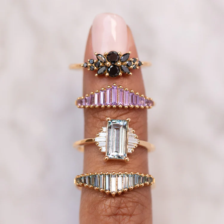 Black Diamond Flora Engagement Ring - Image 7
