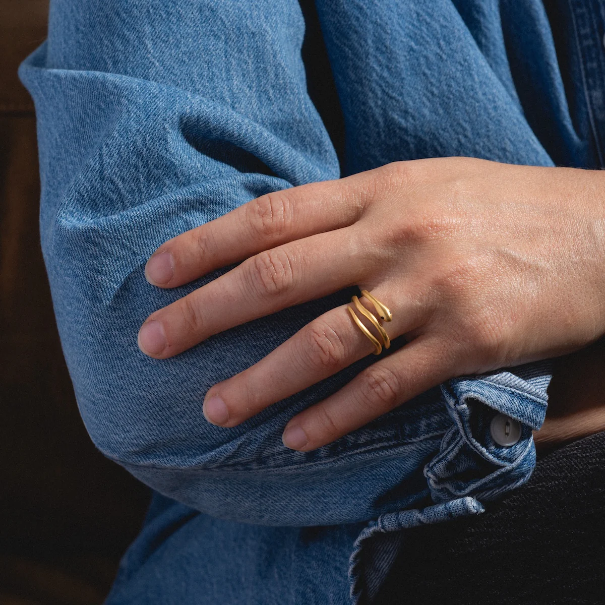 Black Spinel Snake Ring - Image 3