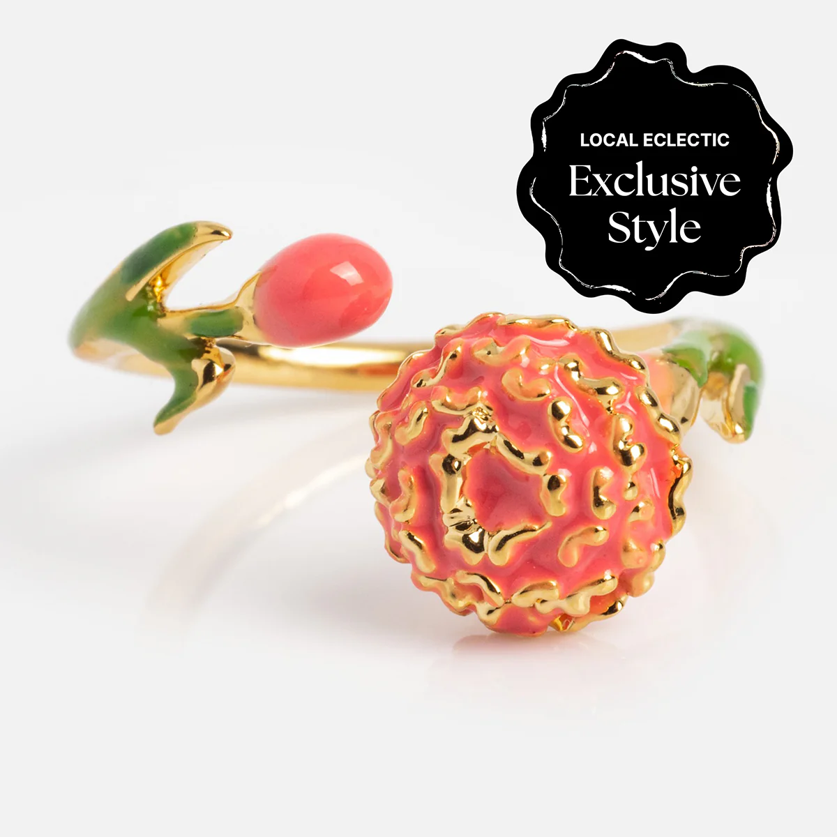 Blooming Color Adjustable Enamel Birth Flower Ring - Image 12