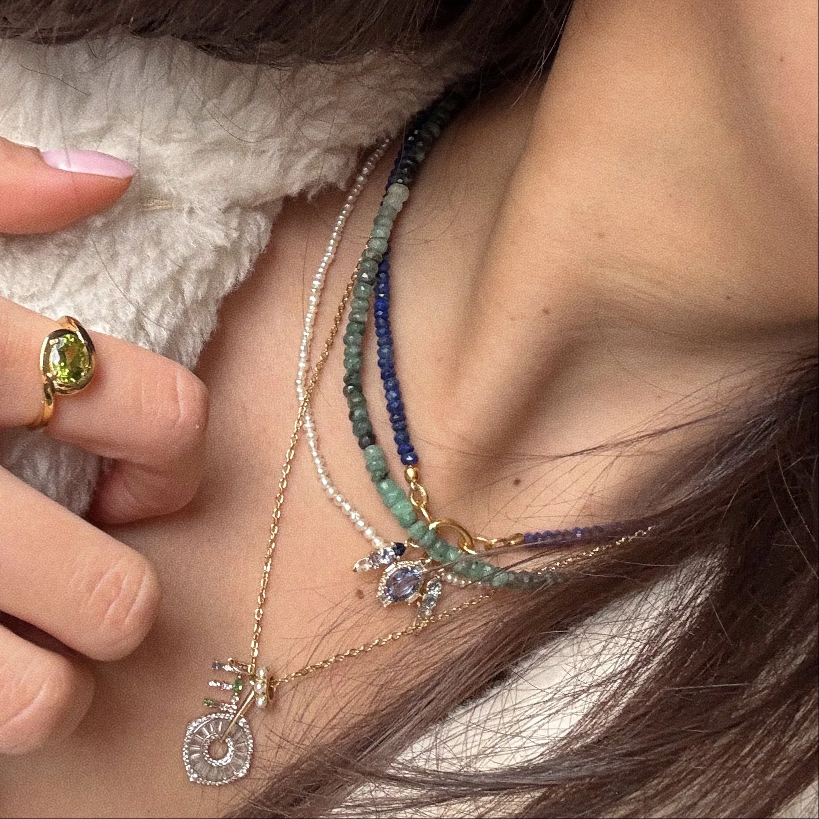 Beaded Gemstone Charm Holder Necklace - Image 5