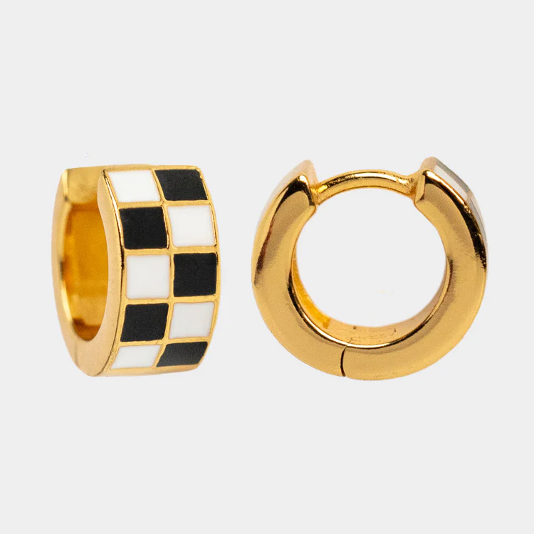 Checkered Huggie Earrings - Image 8