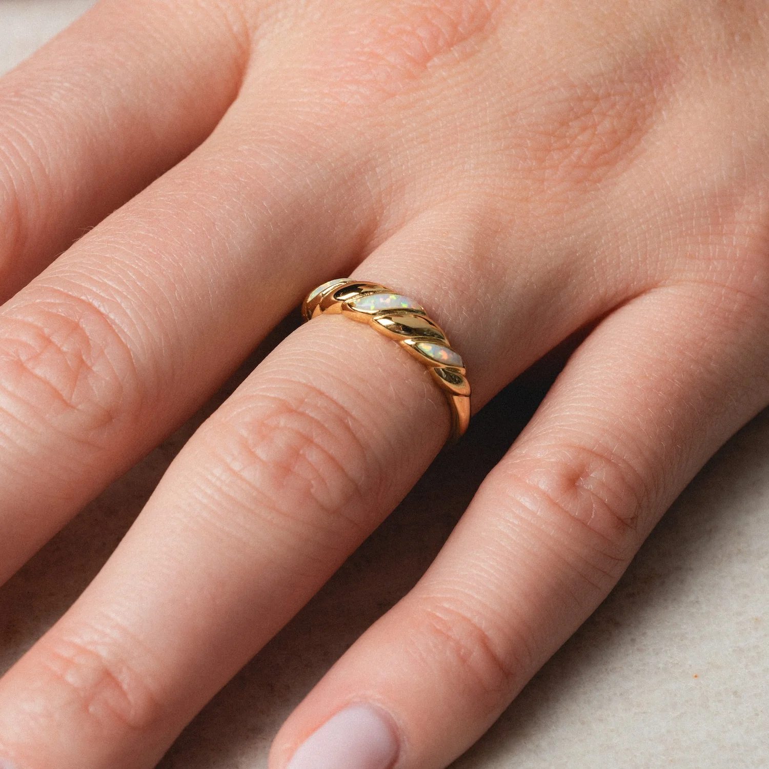 Classic Opal Inlay Ring - Image 2