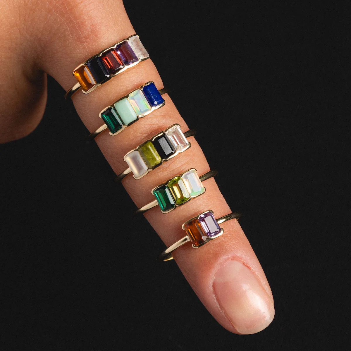 Customizable Acrostic Baguette Gemstone Ring - Image 3