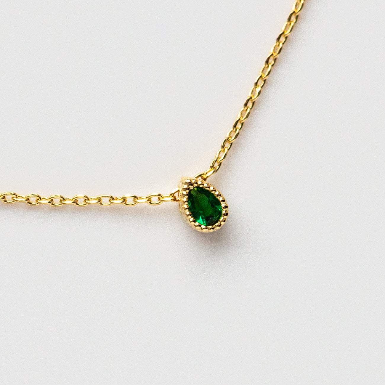 Emerald Tiny Teardrop Necklace - Image 3