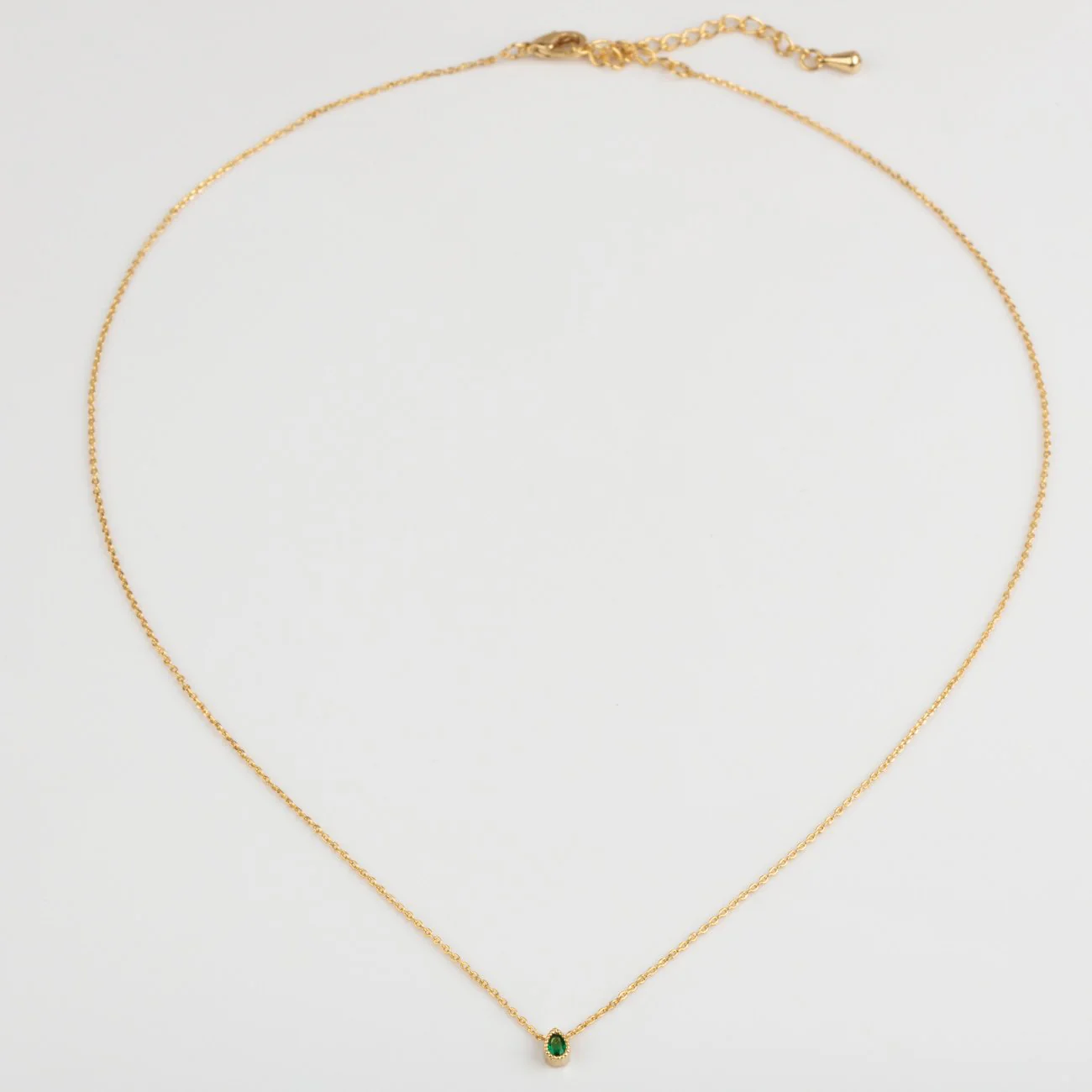 Emerald Tiny Teardrop Necklace - Image 4