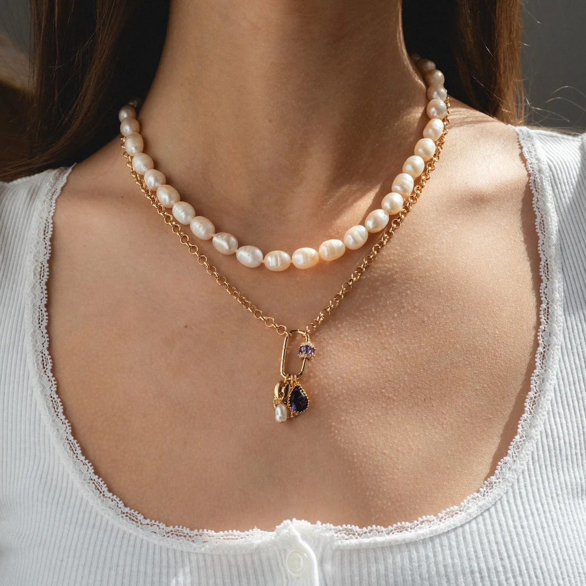 Freshwater Pearl Knotted Necklace - Image 3