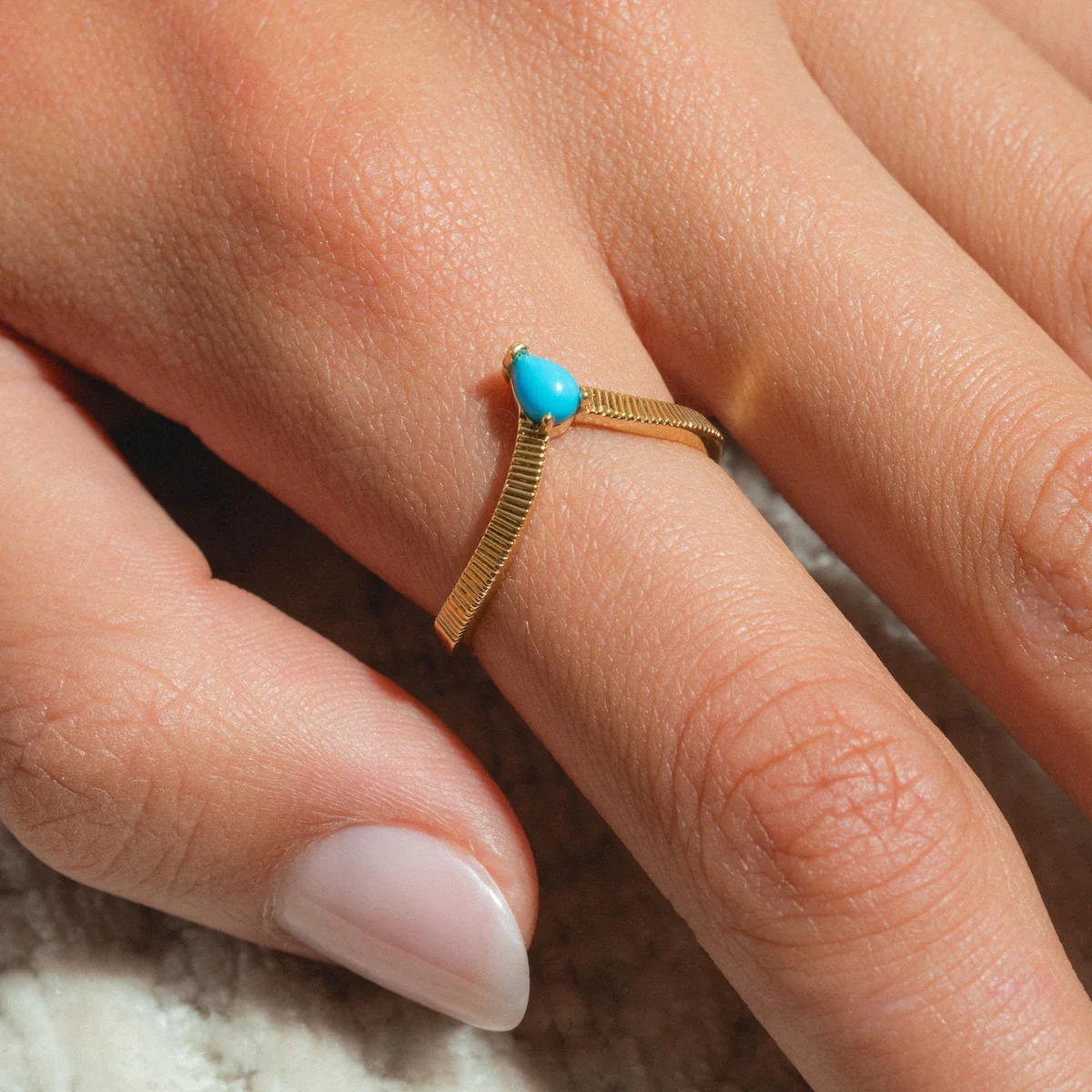 Gem Drop Textured Stacking Ring - Image 2