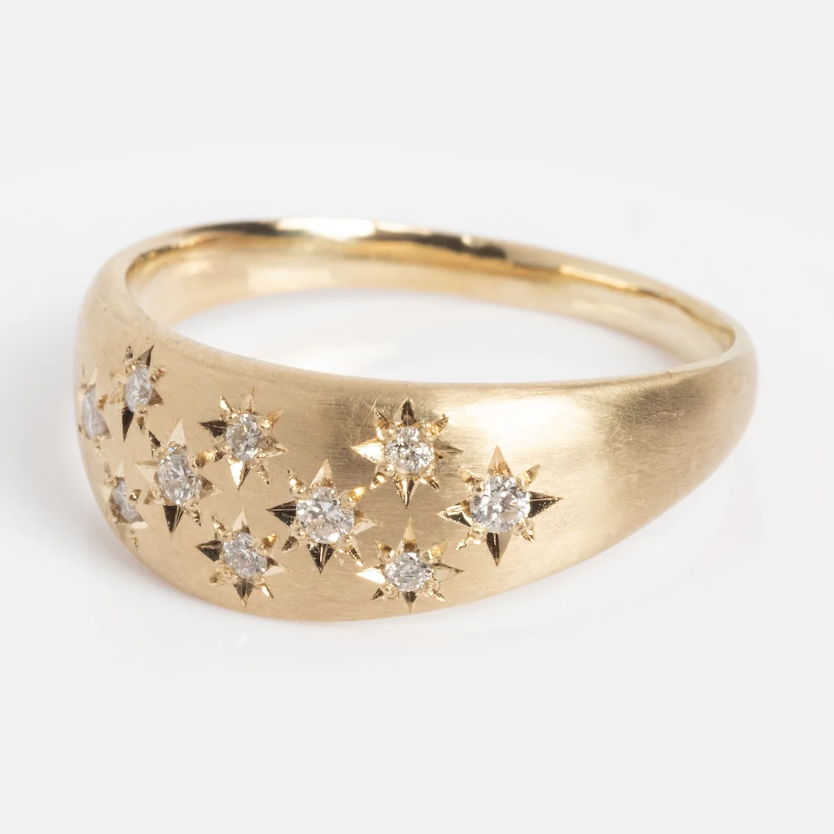 14k Half Moon Bombe Diamond Ring - Image 7