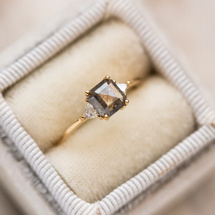 Icaria Ring with Salt and Pepper Rose Cut Diamond - Image 3