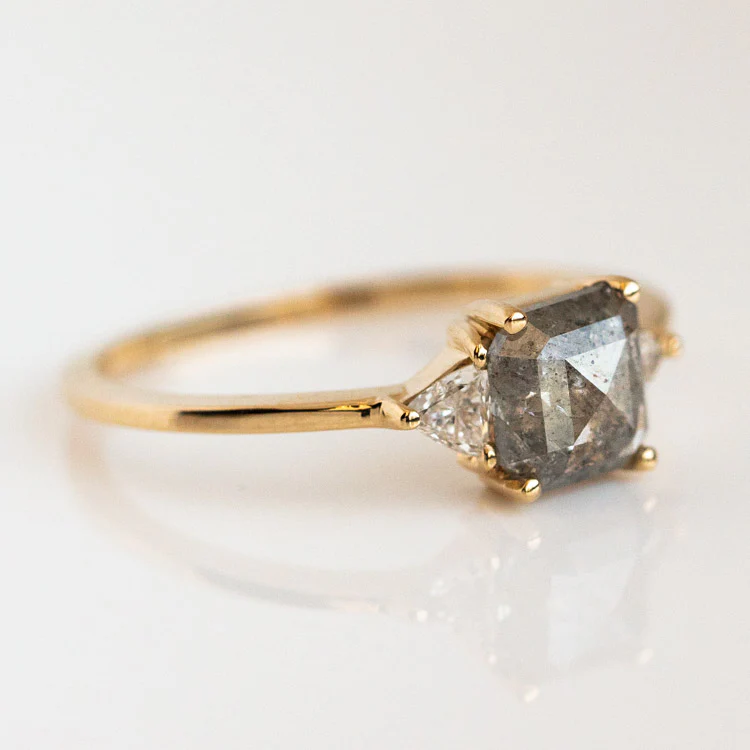Icaria Ring with Salt and Pepper Rose Cut Diamond - Image 4