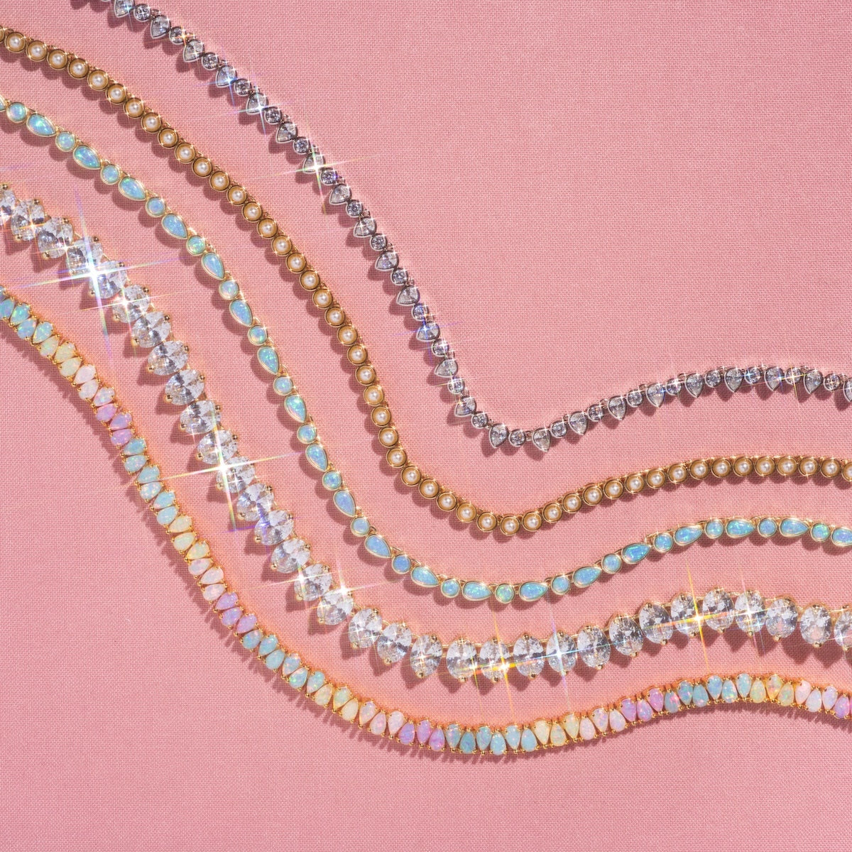 Tennis Necklace in Pearl - Image 4