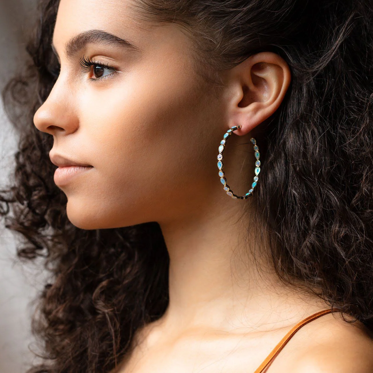 Isla Opal Hoop Earrings - Image 3