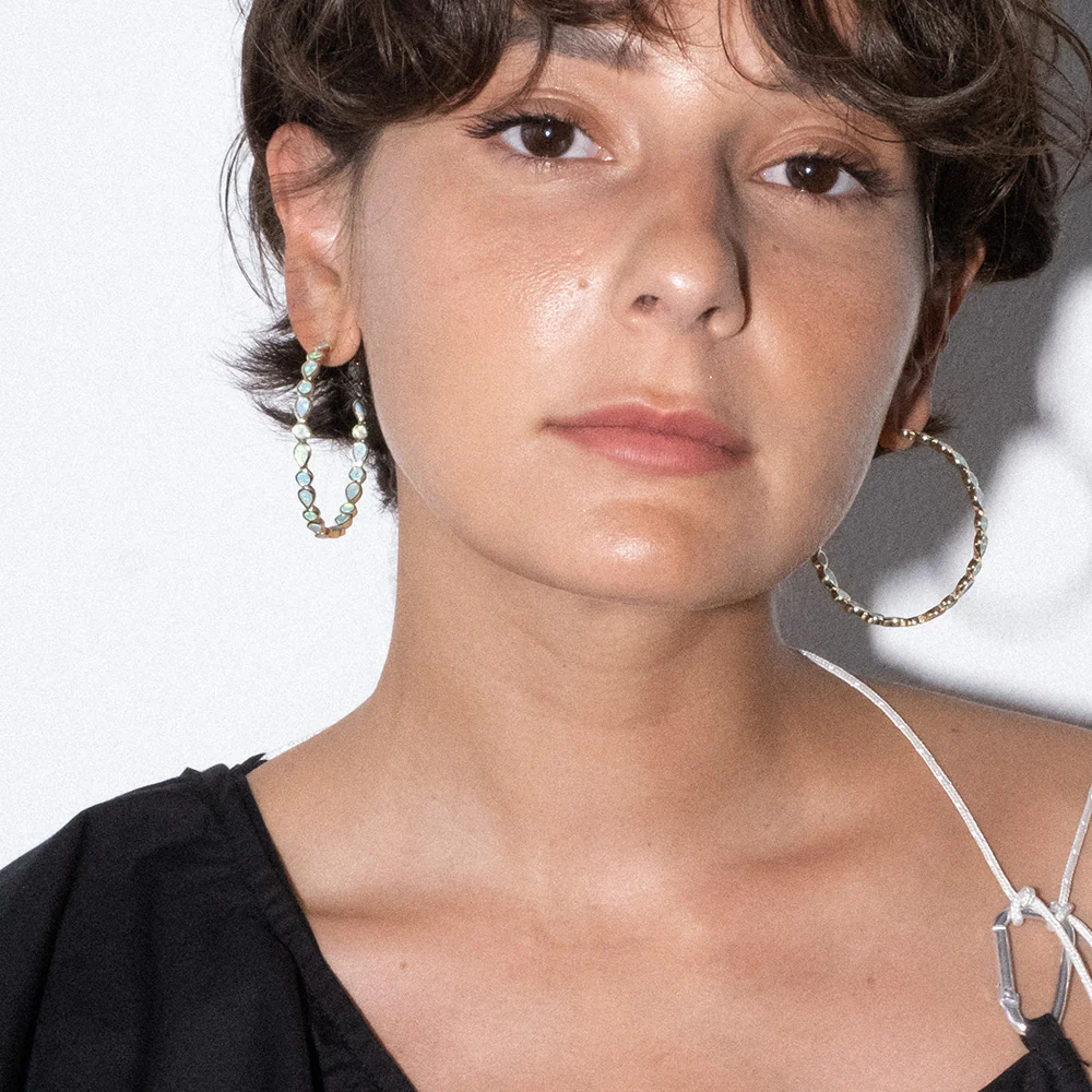 Isla Opal Hoop Earrings - Image 5