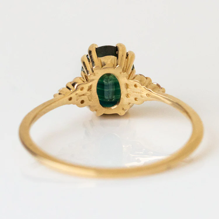 Juno Ring with Teal Sapphire in Yellow Gold - Image 5