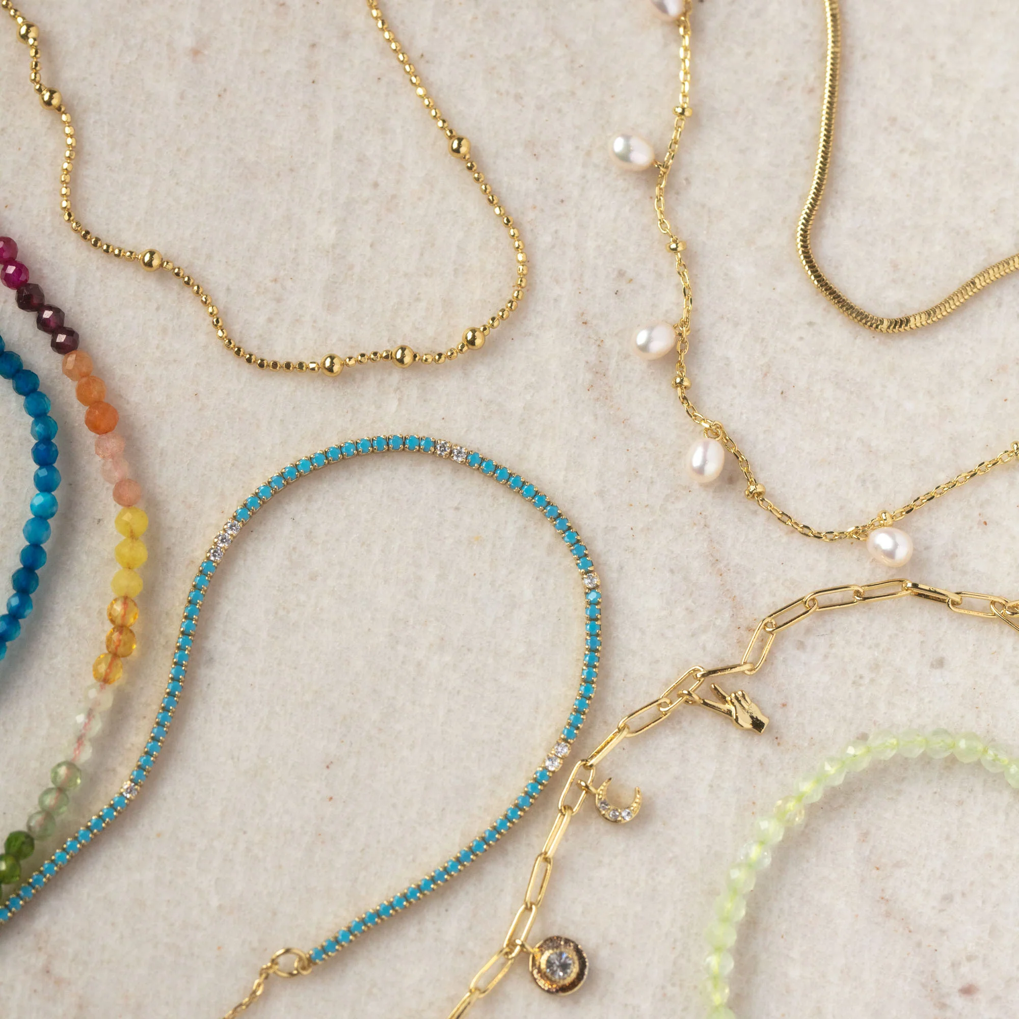 Live by the Sun Rainbow Crystal Beaded Anklet - Image 5