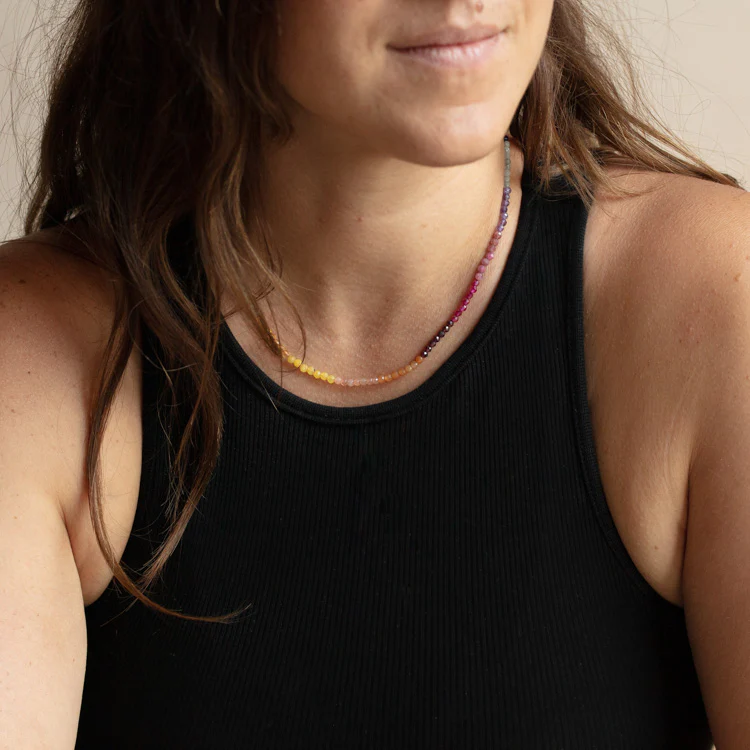 Live by the Sun Rainbow Crystal Beaded Necklace - Image 5