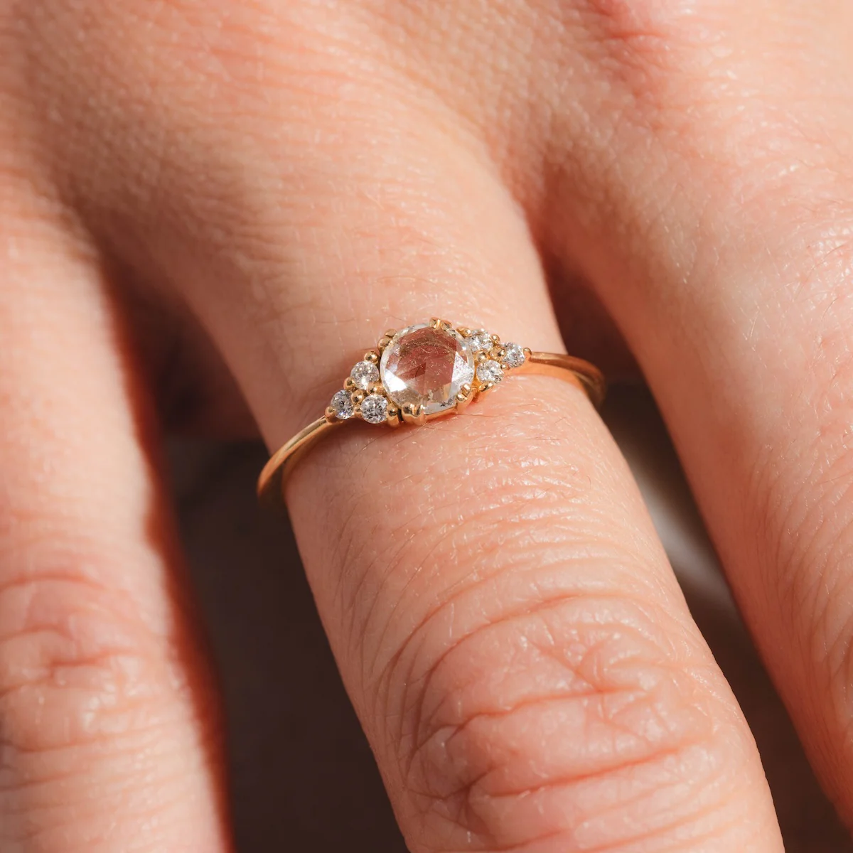 Lune Ring with Rose Cut Diamond - Image 2
