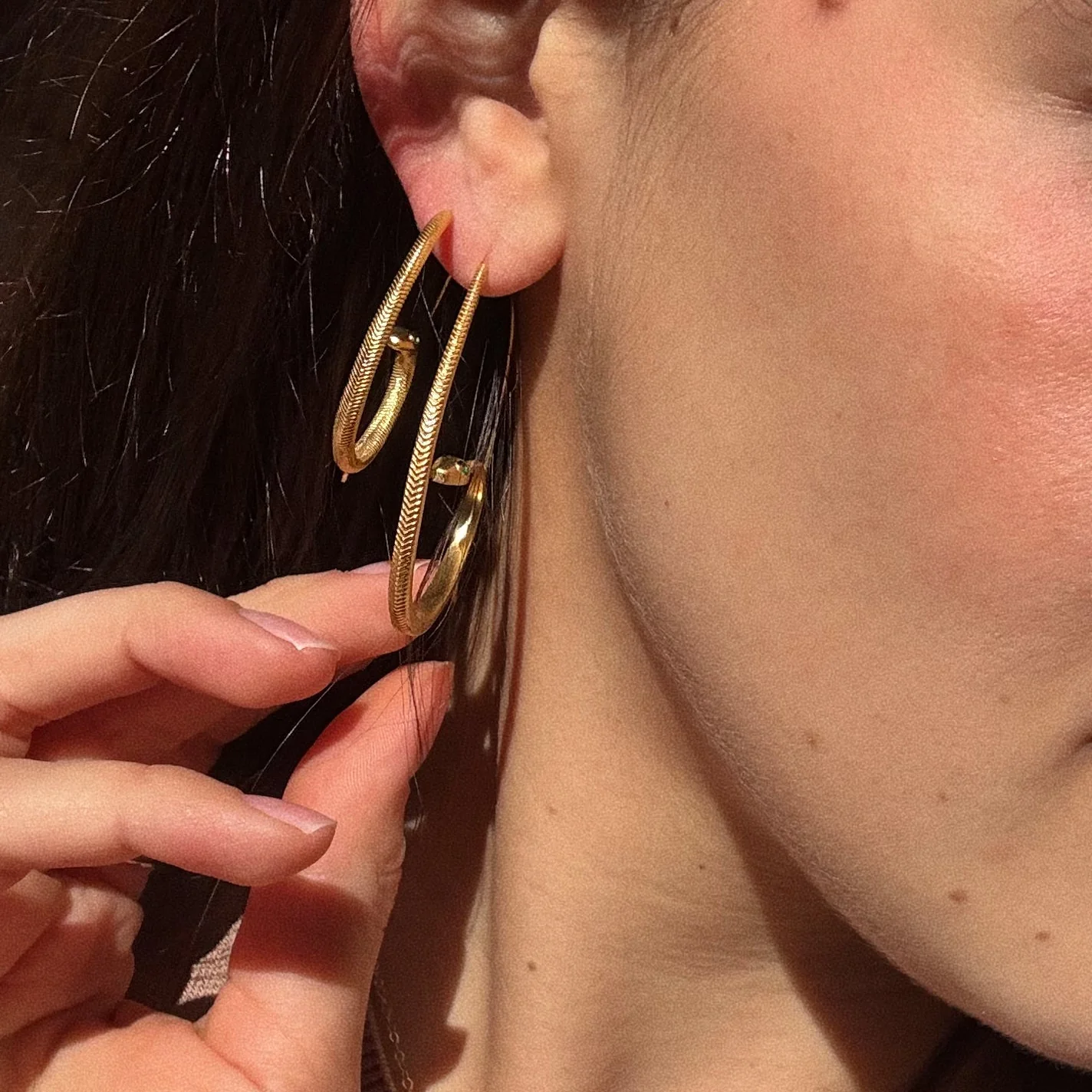 Mini Snake Hoop Earrings - Image 5