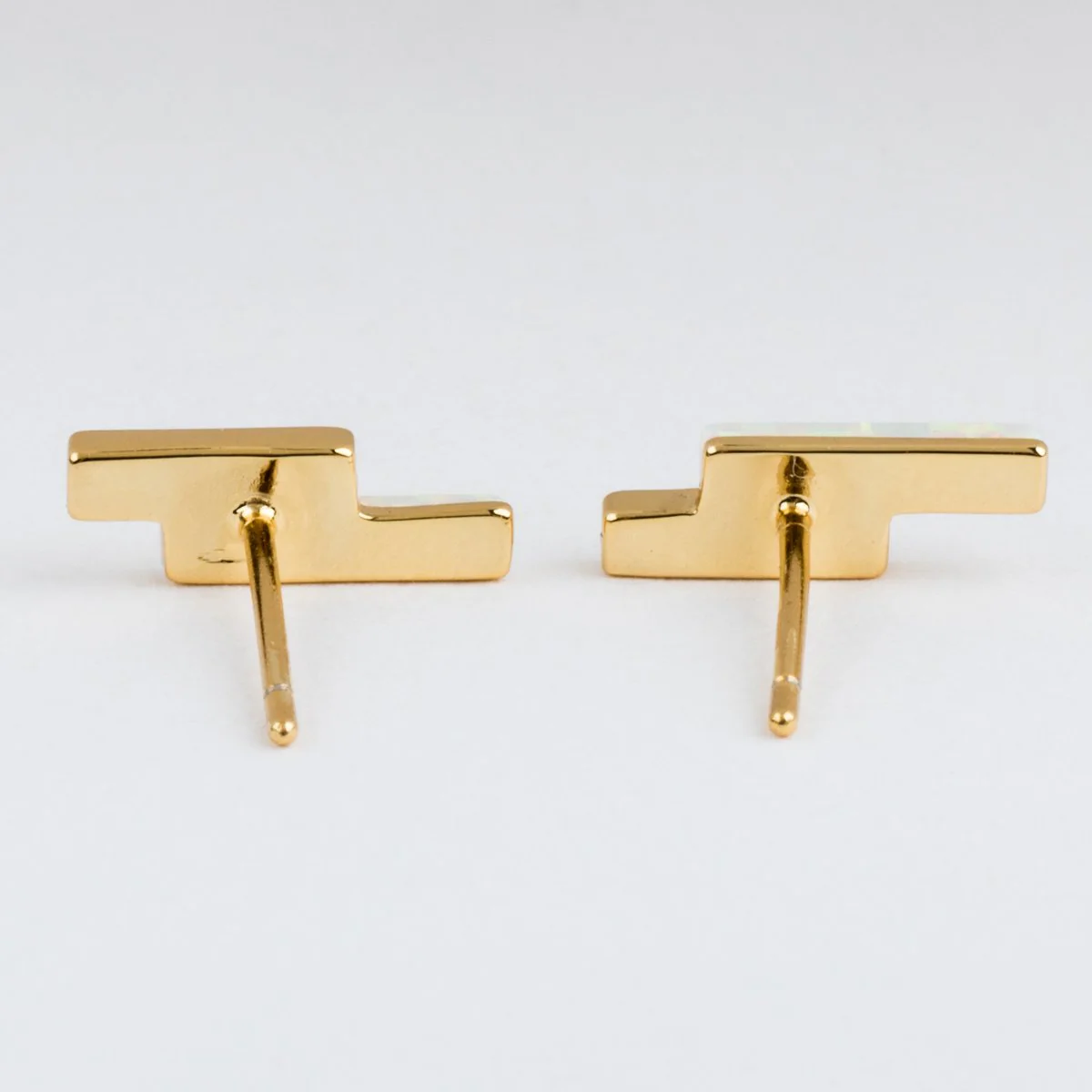 Mod Bar Gem Stud Earrings with Opal - Image 5
