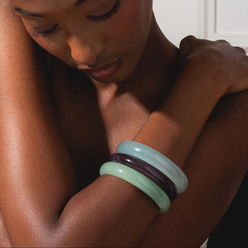 Pool Blue Quartzite Stone Bangle - Image 3