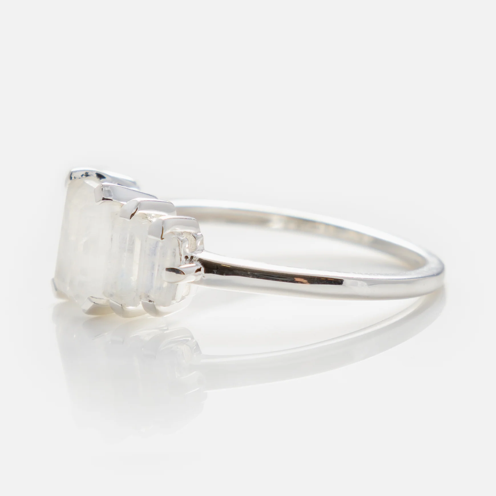 Moonstone Deco Ring in Silver - Image 4