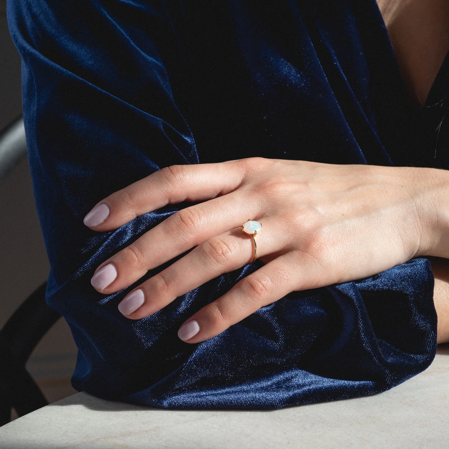 One of a Kind 14k Heart Prong Opal Ring - Image 3