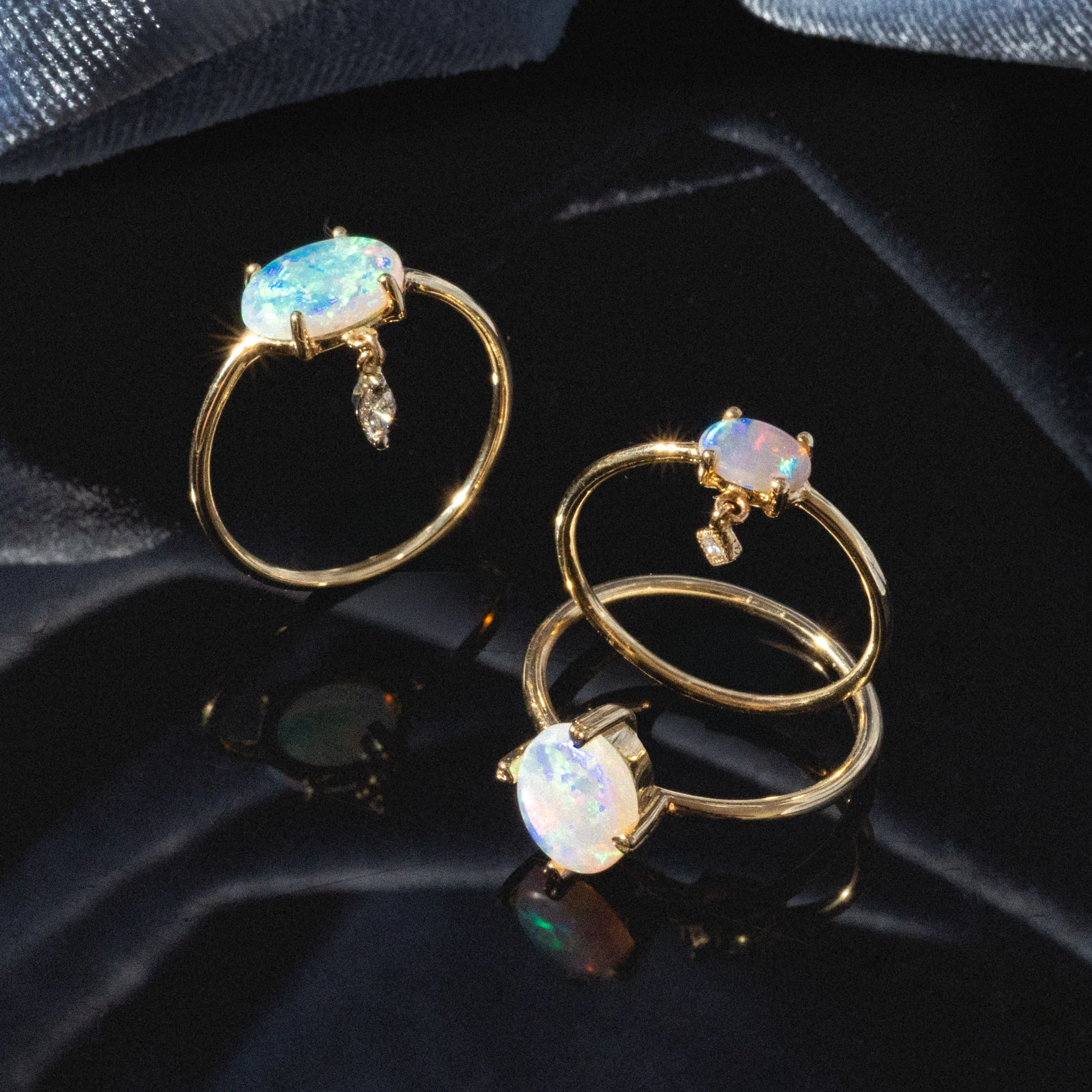 One of a Kind 14k Heart Prong Opal Ring - Image 4