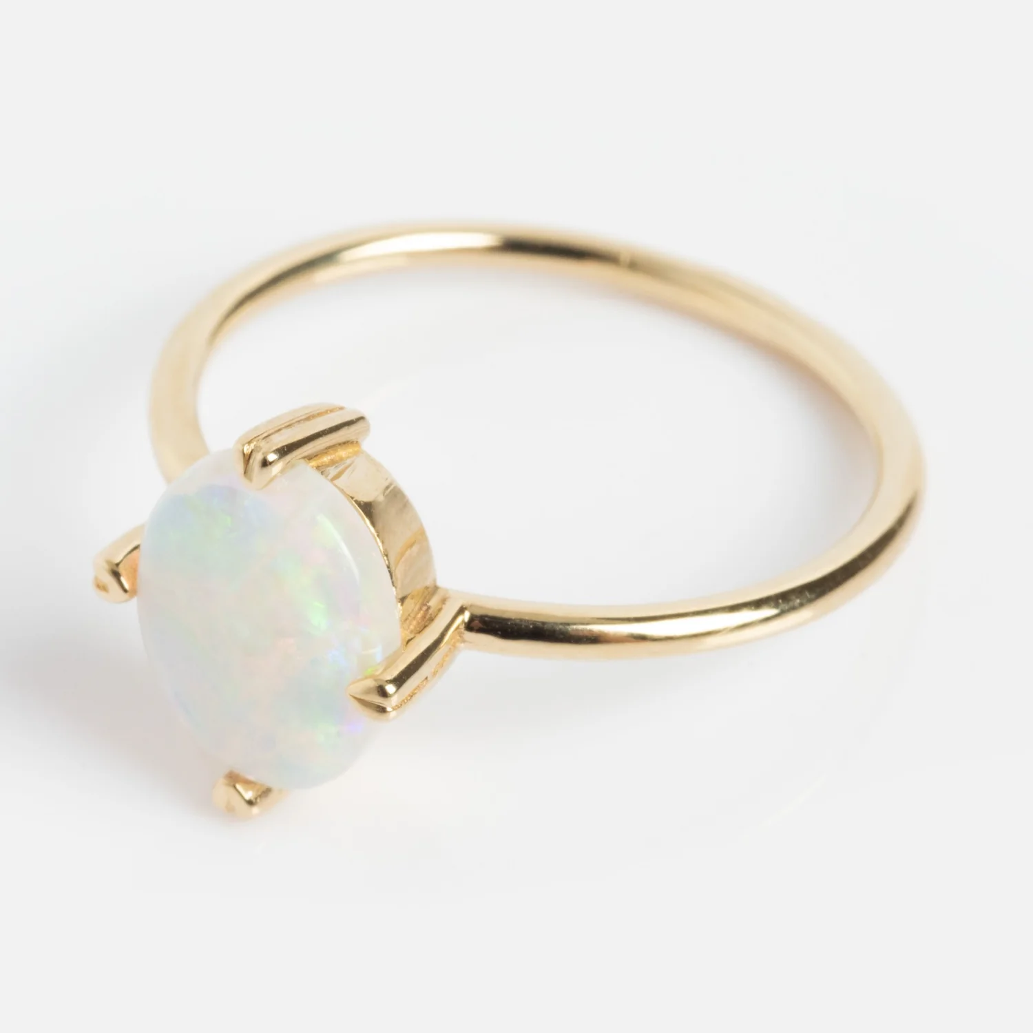 One of a Kind 14k Heart Prong Opal Ring - Image 5
