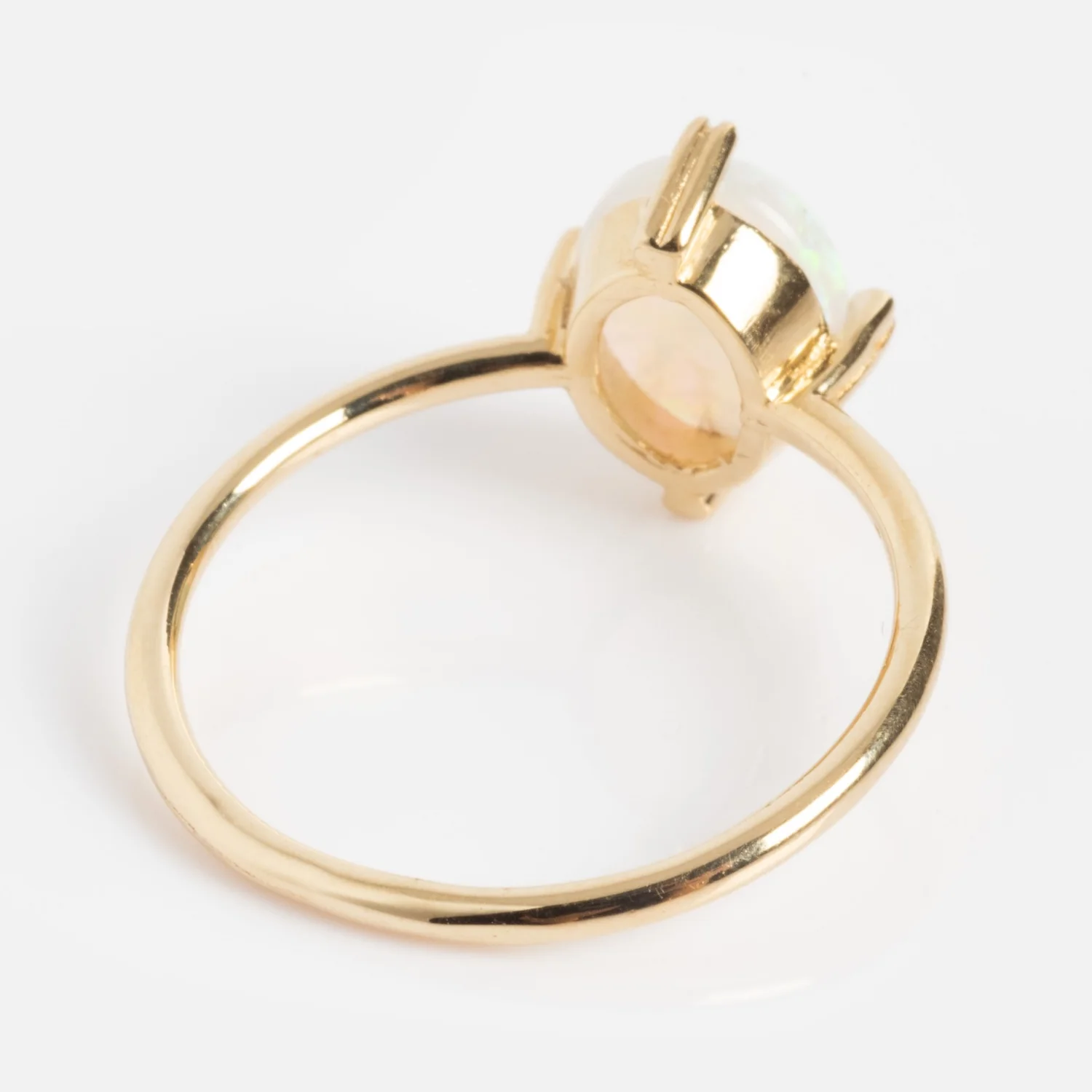 One of a Kind 14k Heart Prong Opal Ring - Image 6