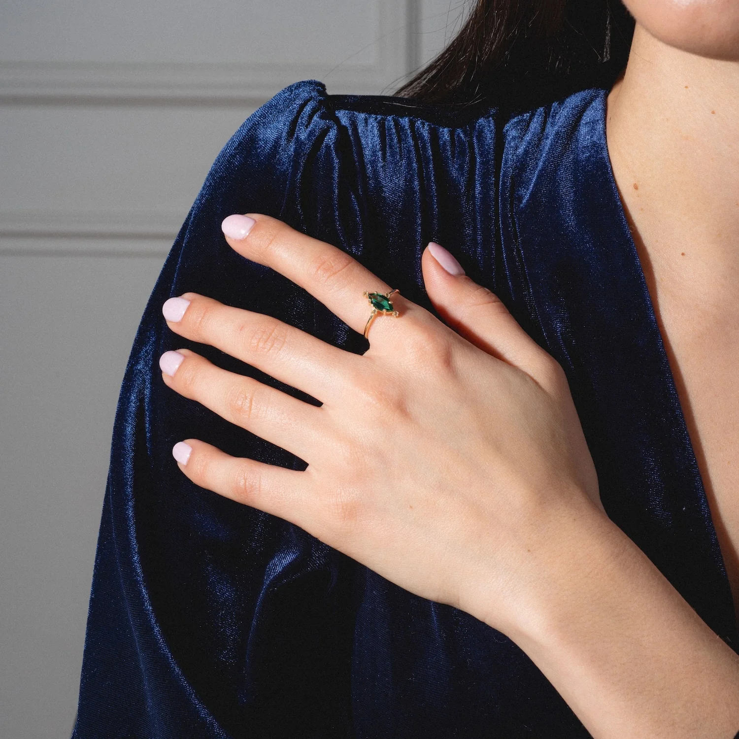 One of a Kind 14k Lab Emerald and Diamond Ring - Image 3