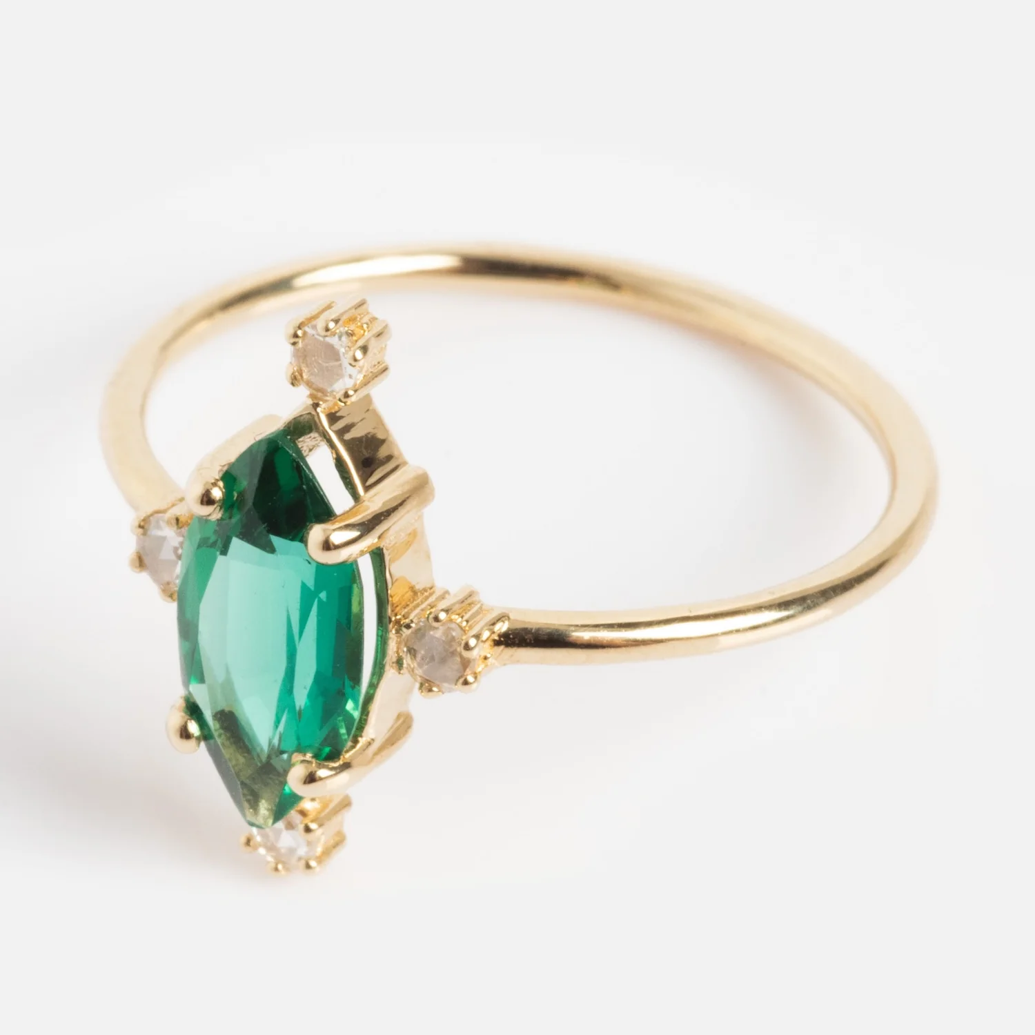 One of a Kind 14k Lab Emerald and Diamond Ring - Image 5