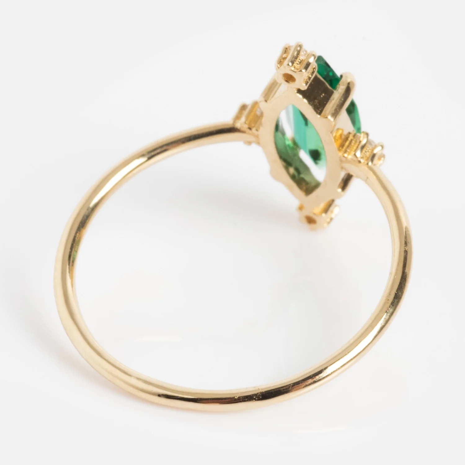 One of a Kind 14k Lab Emerald and Diamond Ring - Image 6